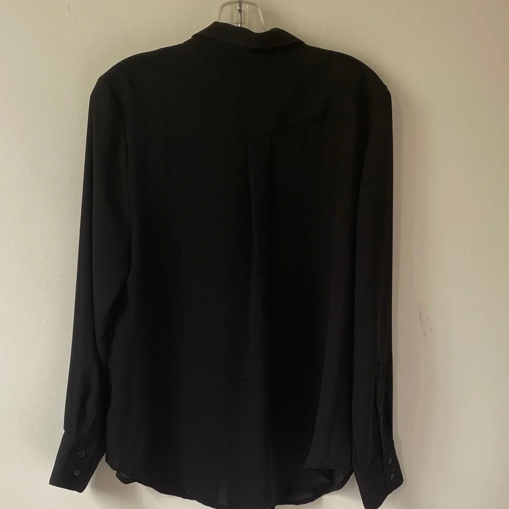 Chic Black Button Down Shirt with Embellished Collar - Picture 3 of 3